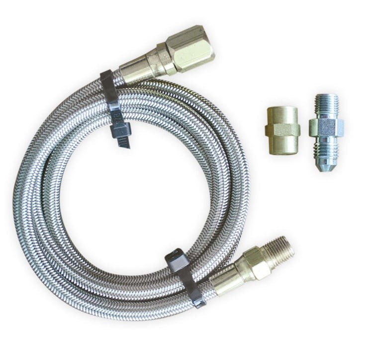 Longacre 45020 Steel braided gauge line - 24" with block fitting