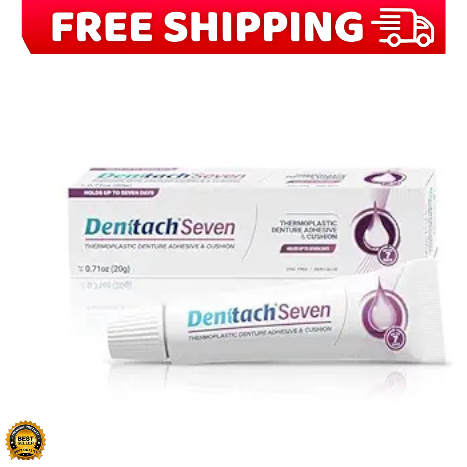 Denttach Denture Adhesive, Thermoplastic Denture Adhesive and Cushion for 7 Days