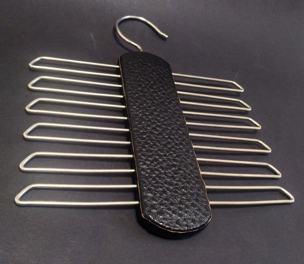 Vintage Retro Leather Hanger Holder Rack Belt & Tie Rack Storage Organizer