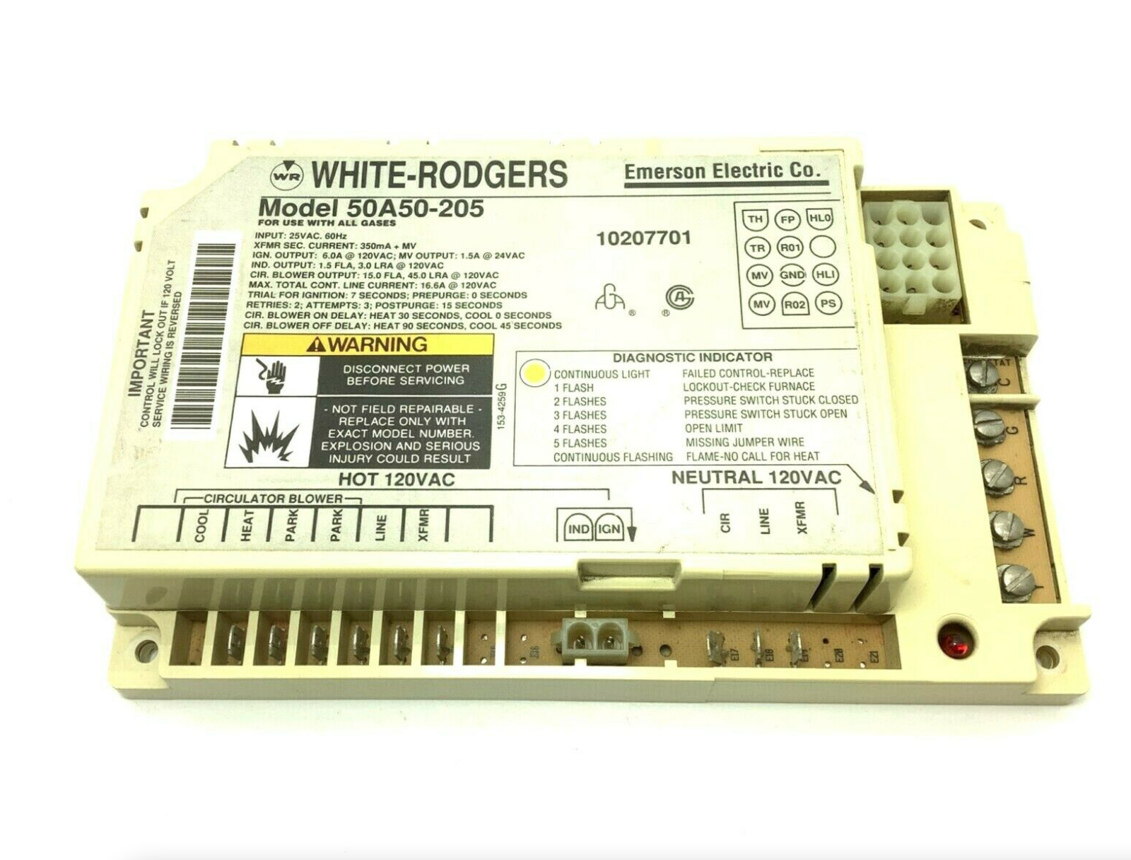 50A50-205 GUARANTEED WORKING 10207701 Gas furnace control board