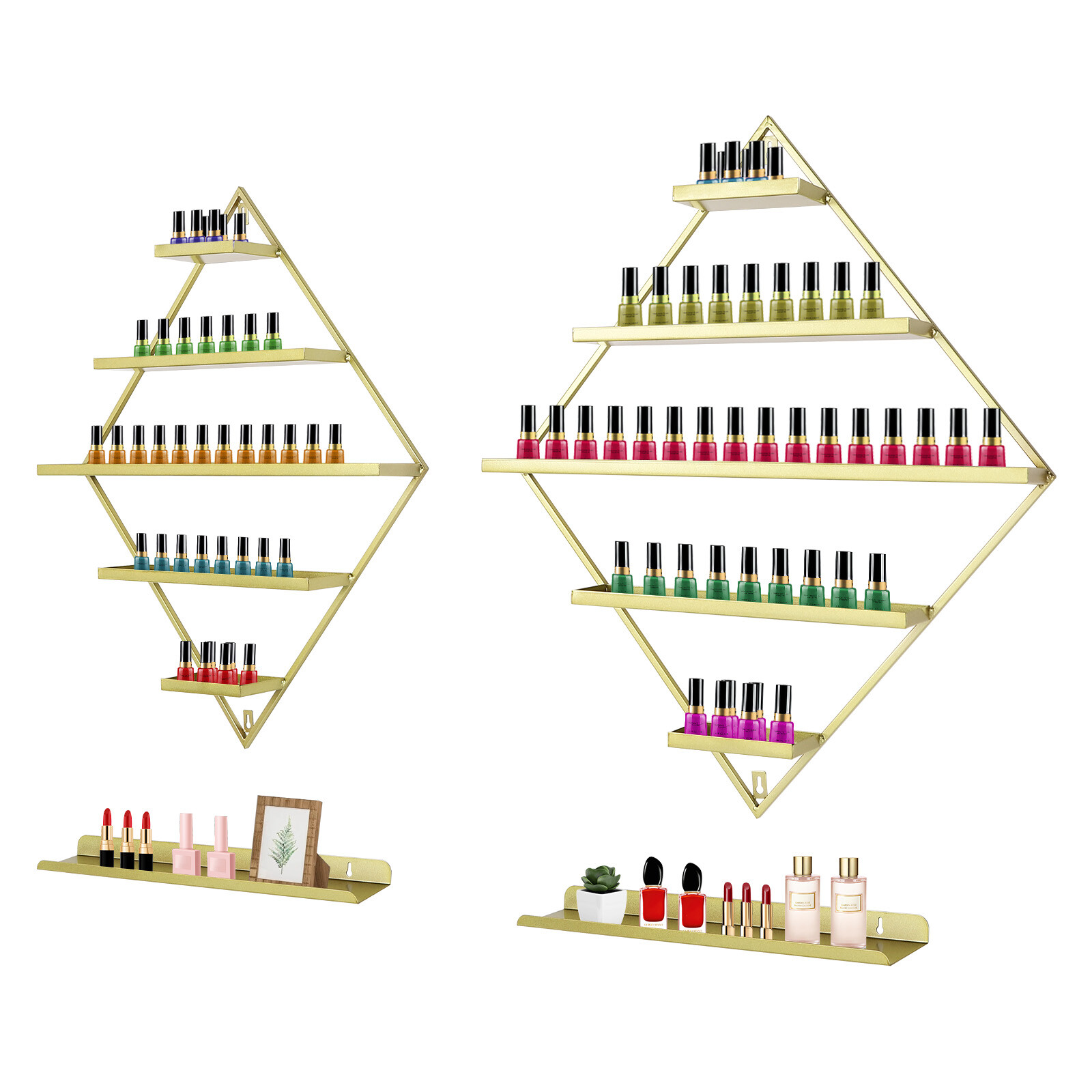 Rhombus?Nail?Polish?Racks, Wall-mounted Nail Polish Racks, 5-tier Display Racks