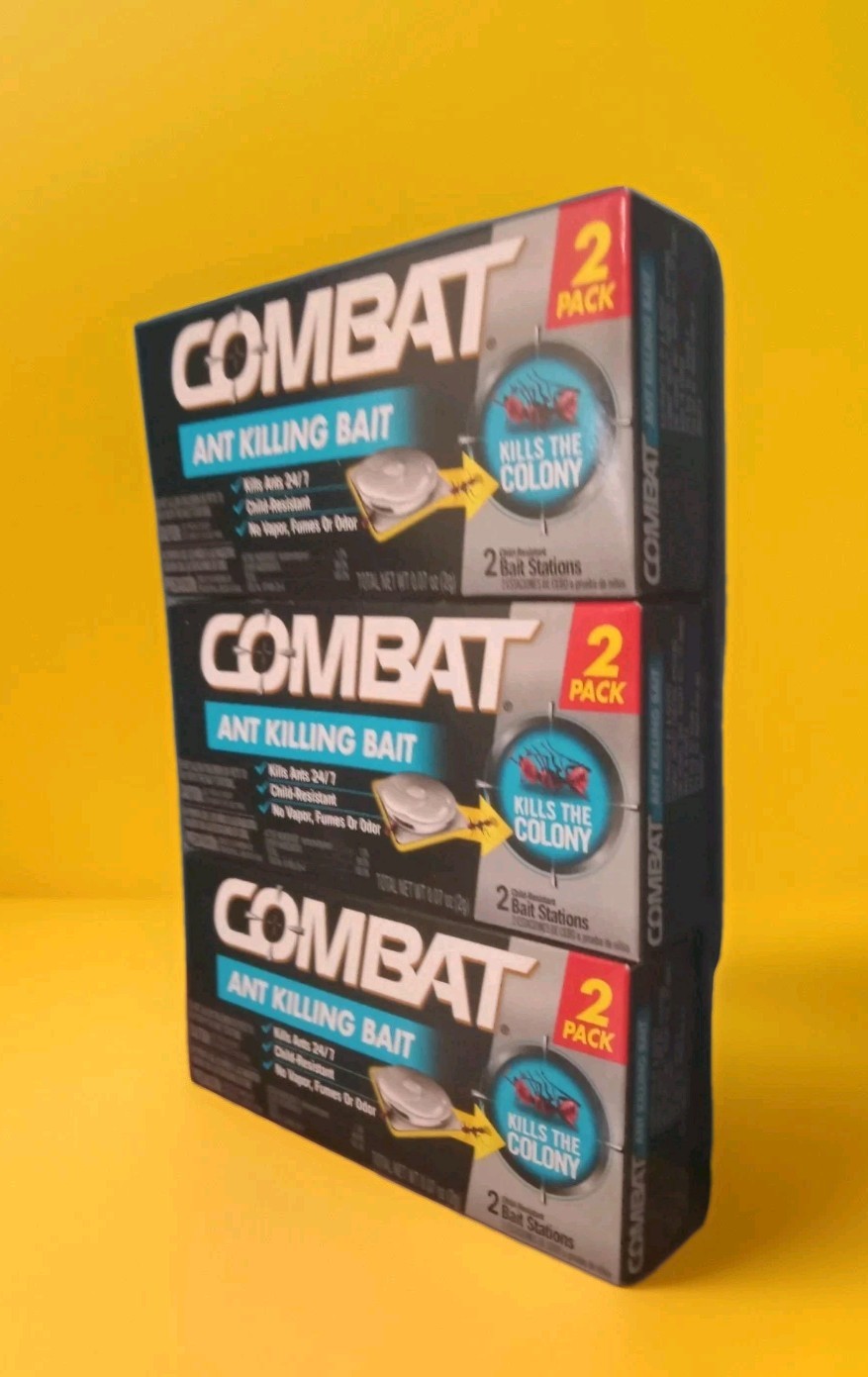 Six COMBAT MAX ANT  Bait Stations,  3 packs of 2 In & Outdoor Bait Stations