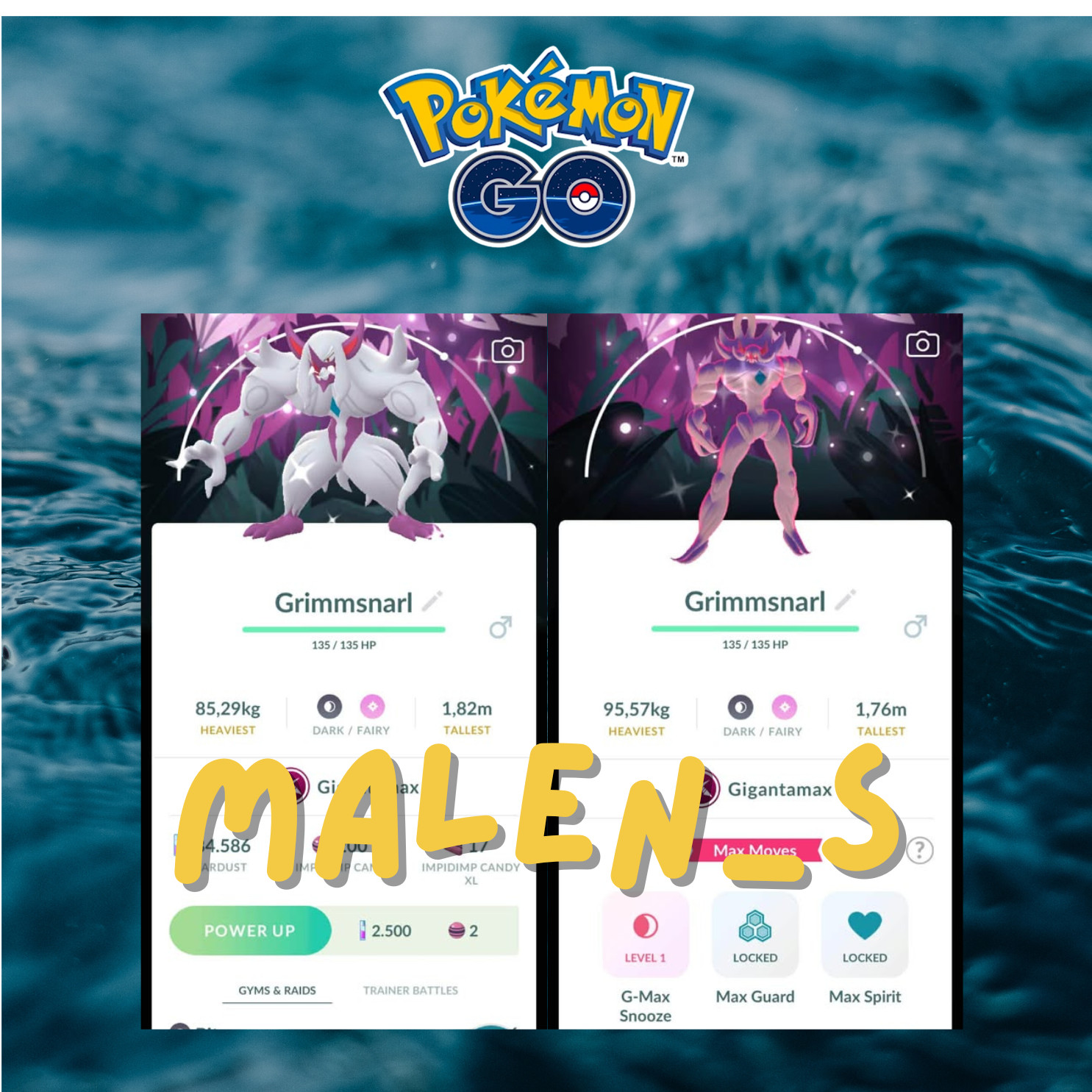 Pokémon Go🐬Shiny GIGANTAMAX Grimmsnarl🐬Special Back ground🐬TRADE OR PTC