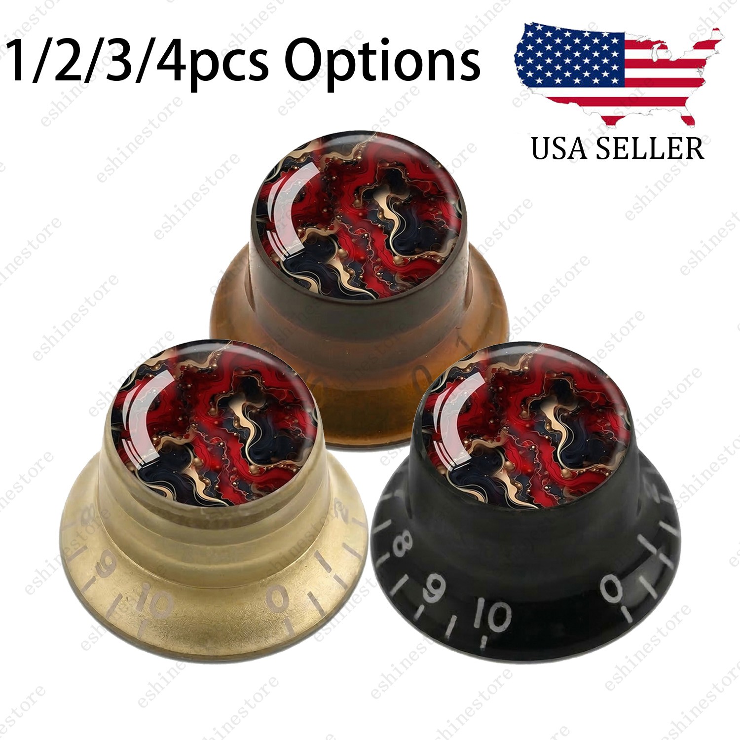 Guitar Reflector Knobs with Abstract Art Cap Top Hat Knobs for Les Paul SG - 03