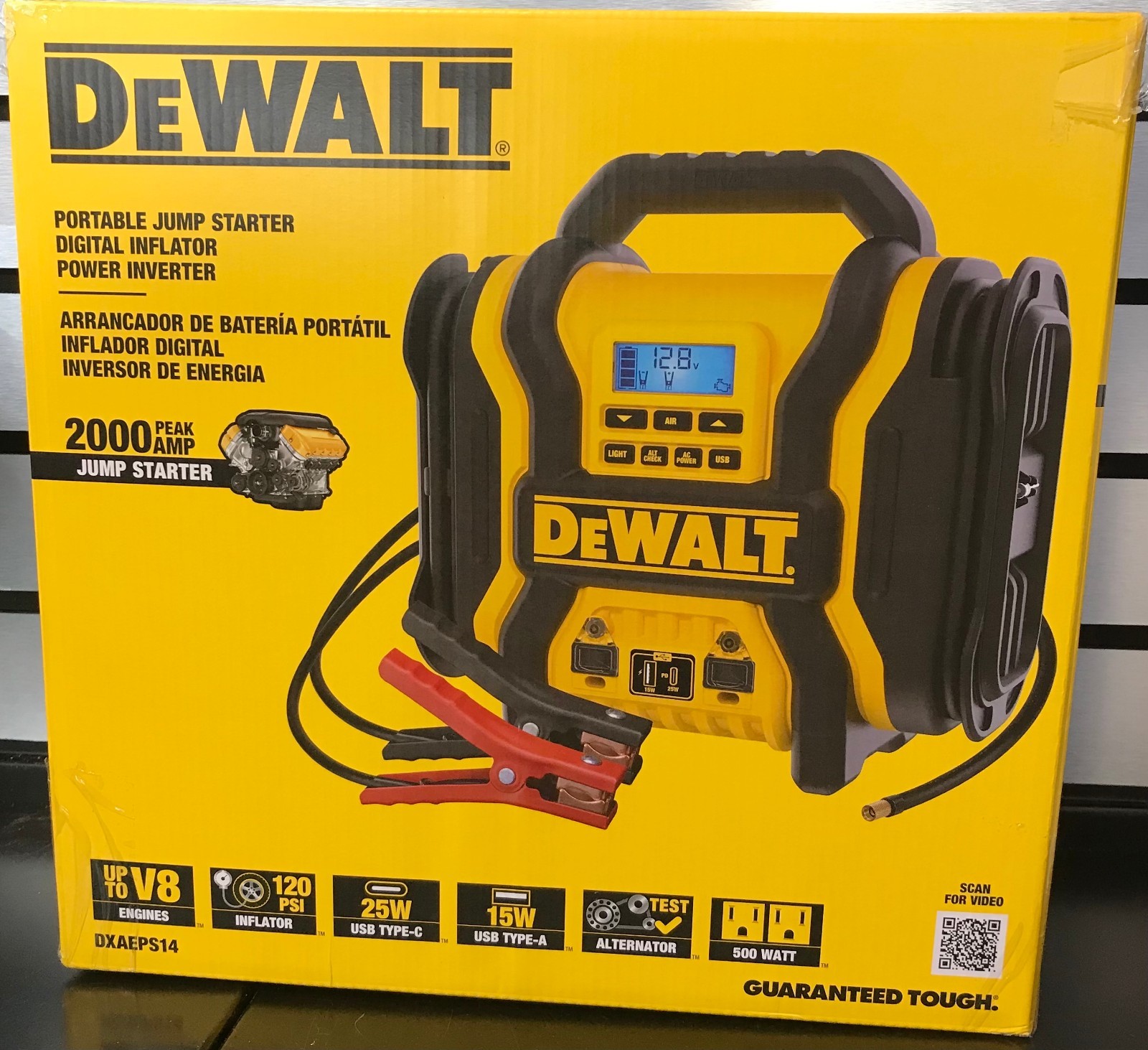 DEWALT Portable Power 2000 Peak Amp Jump Starter w/Digital Compressor NEW SEALED
