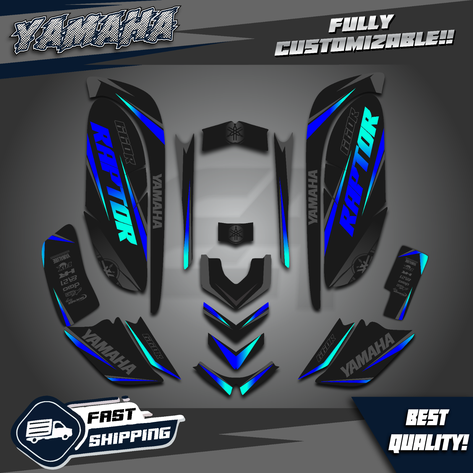 YAMAHA RAPTOR 660 660R FULL GRAPHICS DECALS STICKERS KIT ATV