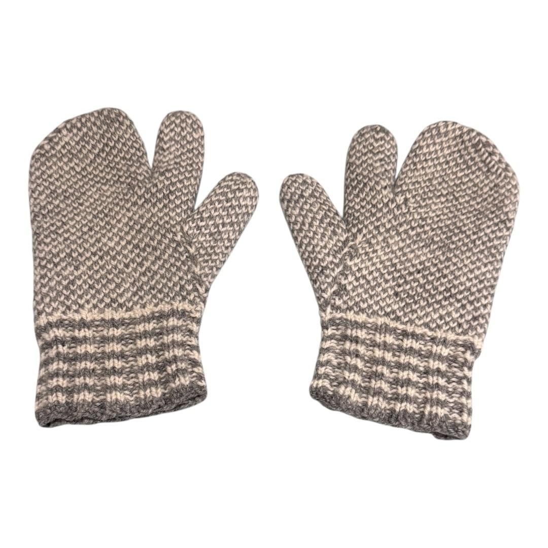 Knit Mittens Mens One Size Gray Cream Marled Winter Gloves Warm Cozy Hunting