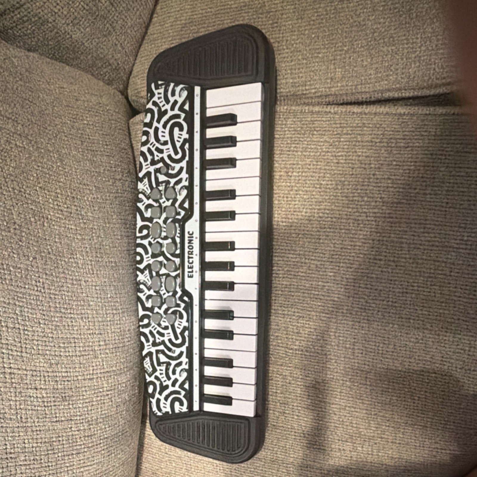 25-Key Compact Electronic Keyboard Piano, Black & White Keys, Black Body