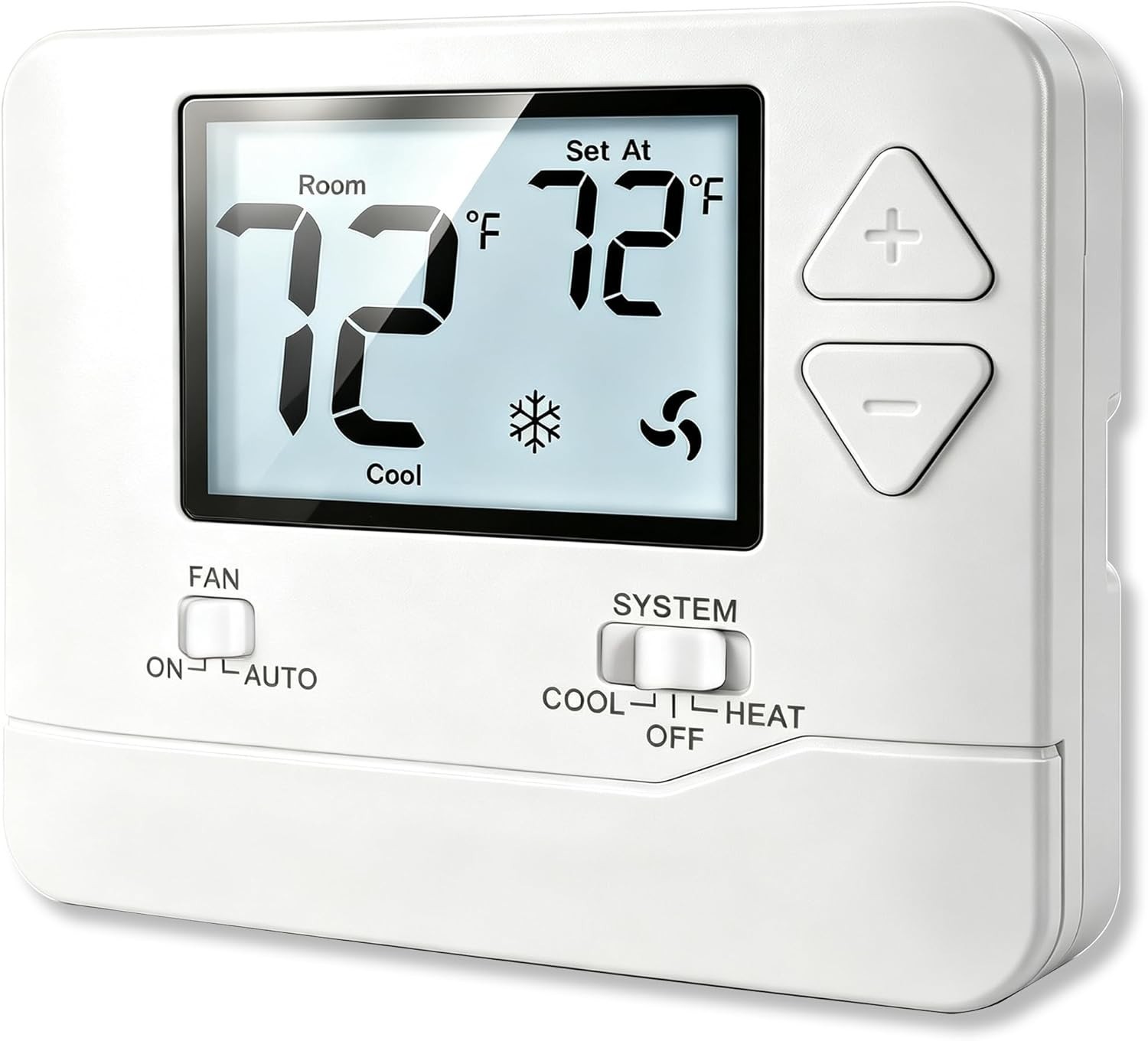 1H/1C Manual Thermostat with Backlit Display—Energy Efficient Control