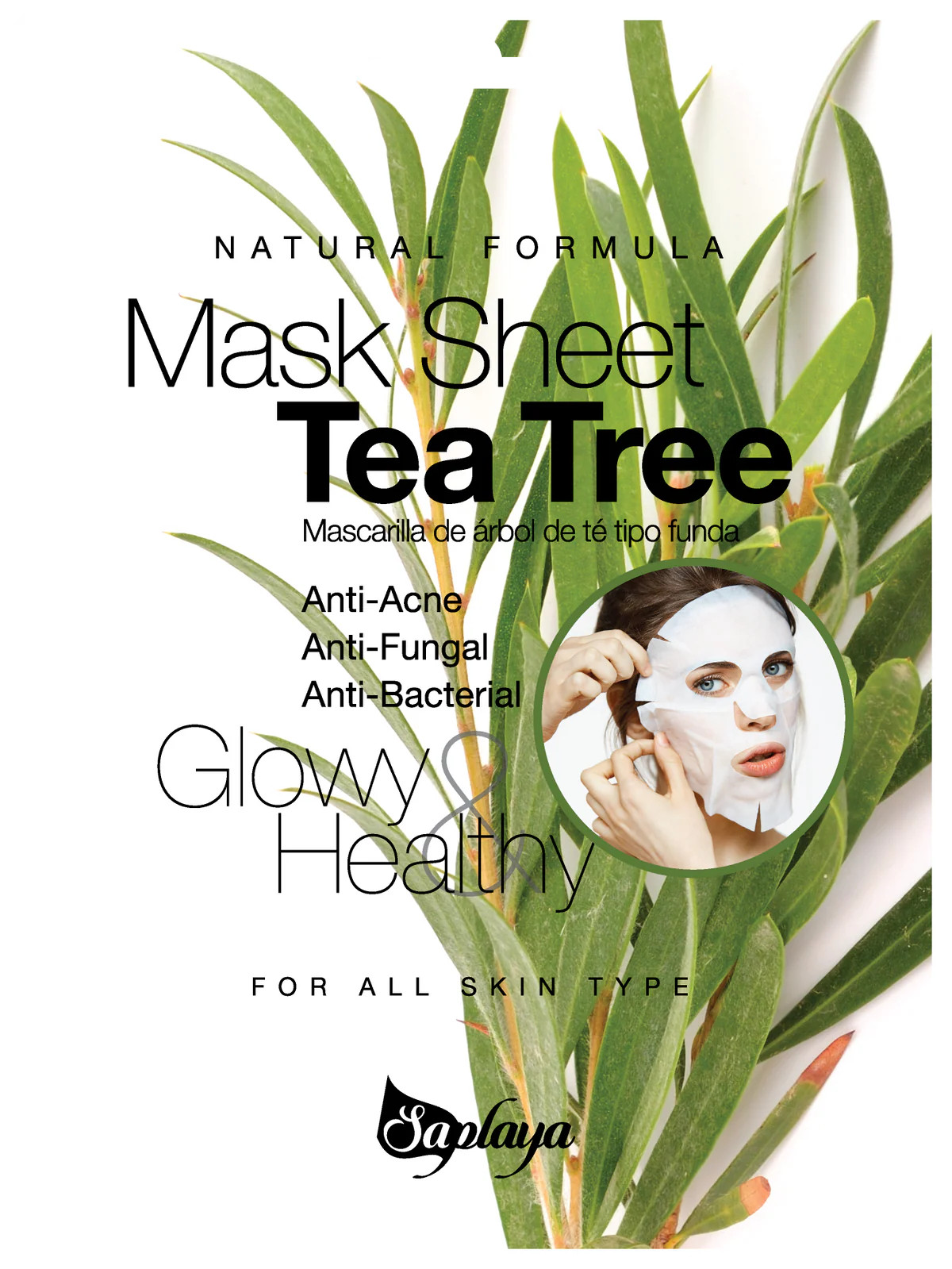 Saplaya k-beauty natural formula tea tree sheet mask