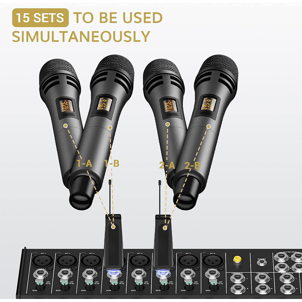 Portable Wireless Handheld Microphone Receiver Mic Set For Karaoke Speech 2Pack