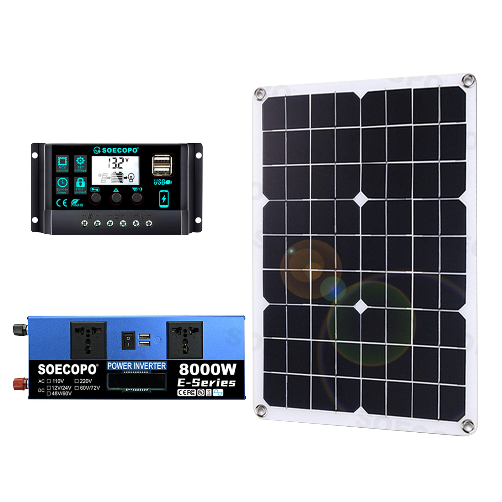 8000w 110v Solar Full Kit Inverter 300W Solar Panel Home 100A Controller System