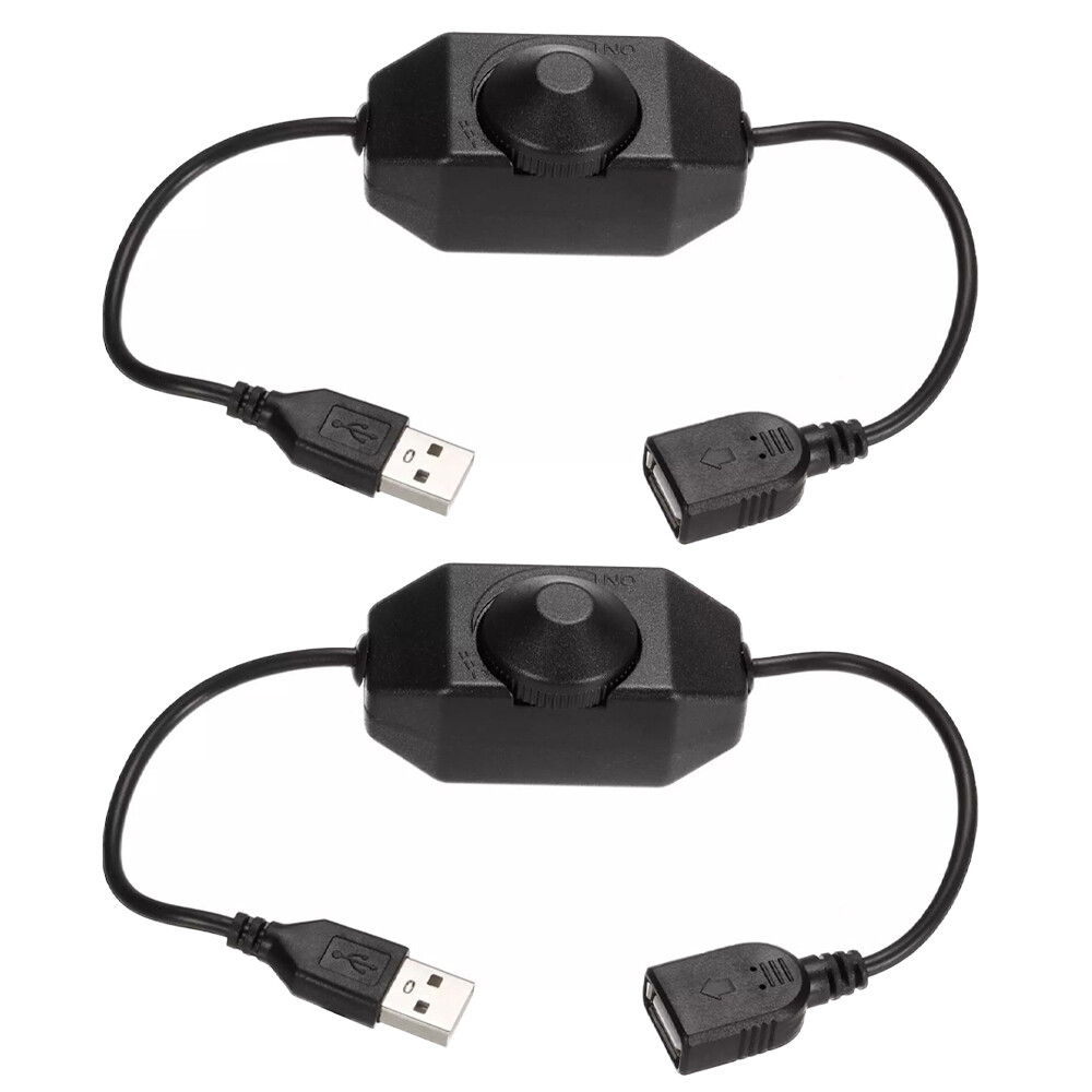 2pcs 5V USB PWM Rotary Inline Dimmer Switch for LED Strips Lights Black New