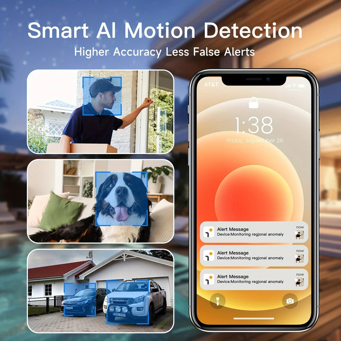 Solar Powered Outdoor Wireless Security Camera, 2K 3MP Video Resolution, Battery