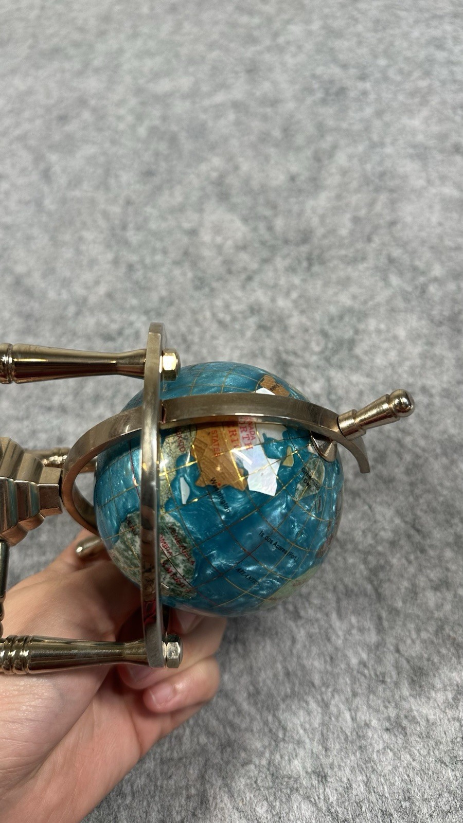 Multicolor Rotating Desktop Globe w Silver Tone Metal Holder