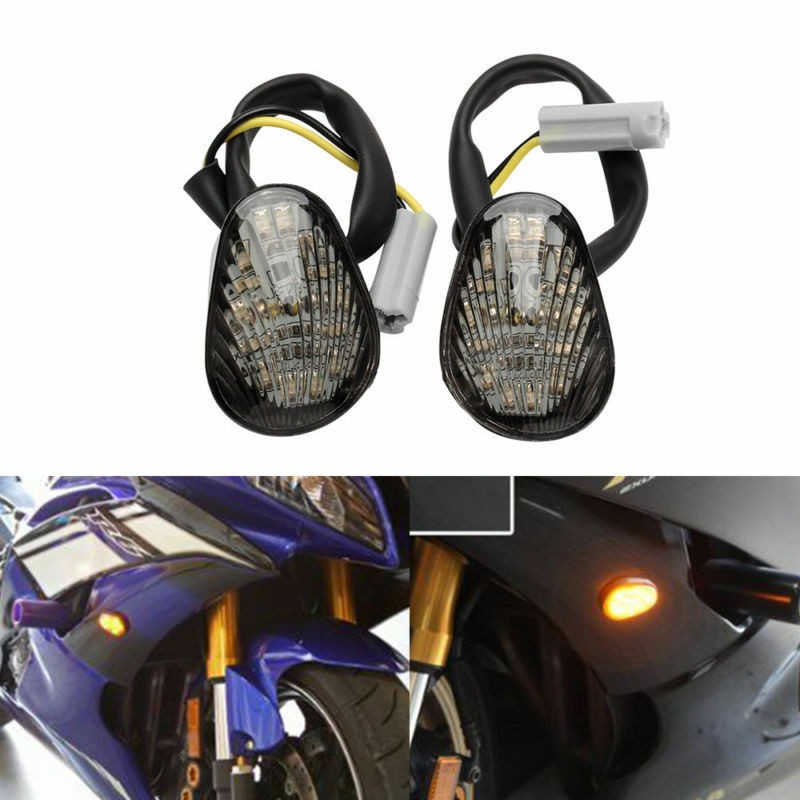 Smoke Flush Mount Amber Turn Signals Lights For YAMAHA YZF R1/R6/R6S Flash LED