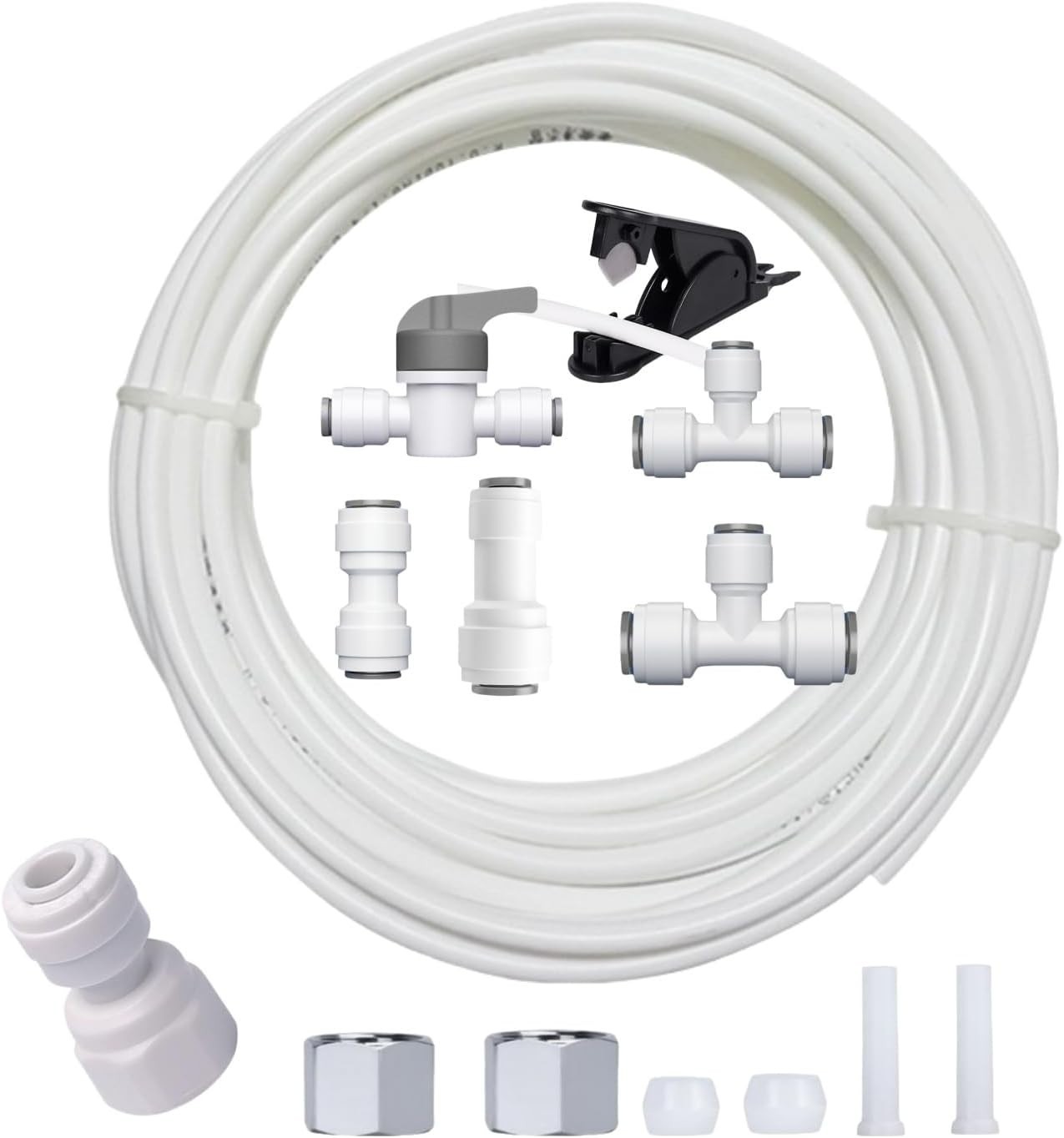 Refrigerator Water Line Kit Connection and 1/4 Compression Ice Maker Installa...