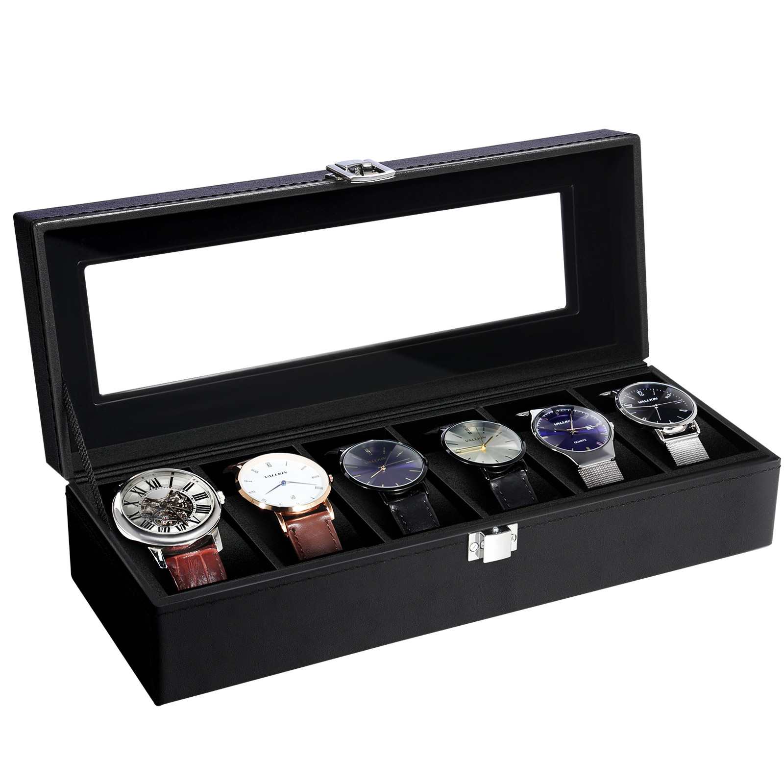6 Slots Watch Box PU Leather Storage Watch Jewelry Display Organizer Case GIFT