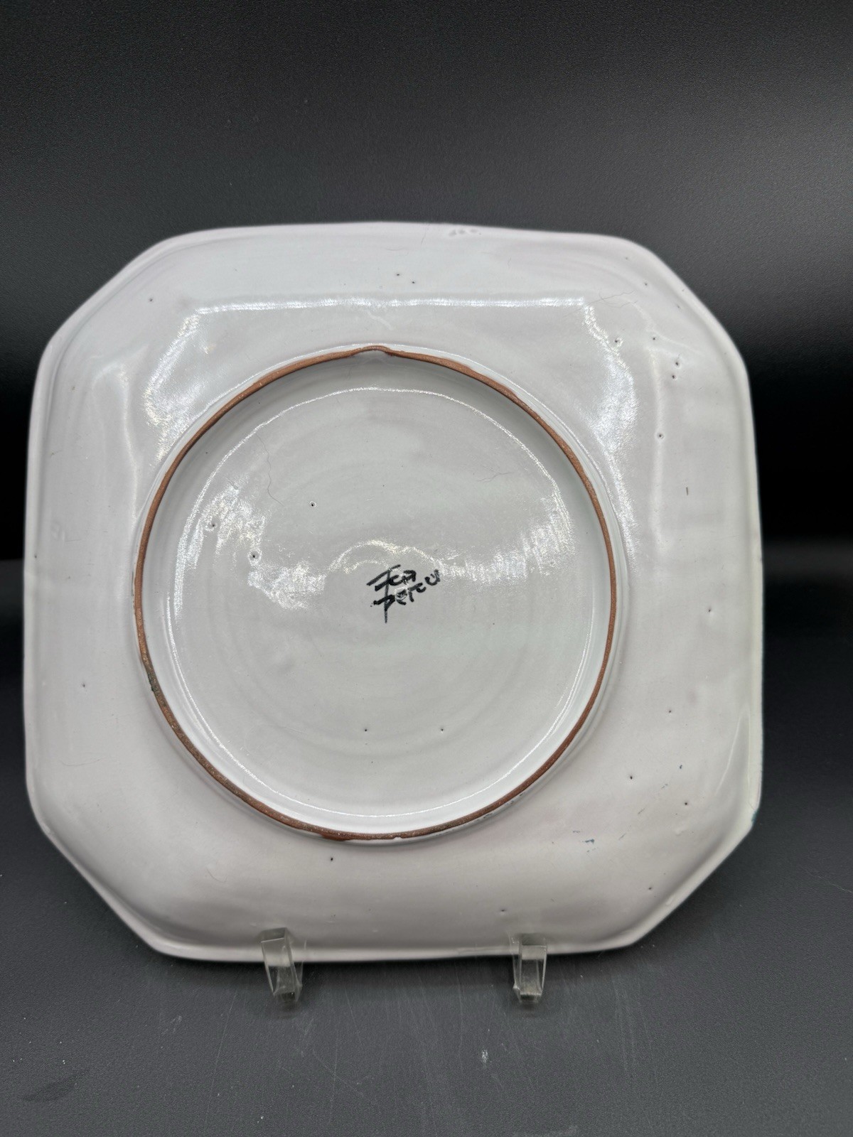 Square FCA Peru Pottery Plate with Llamas ￼