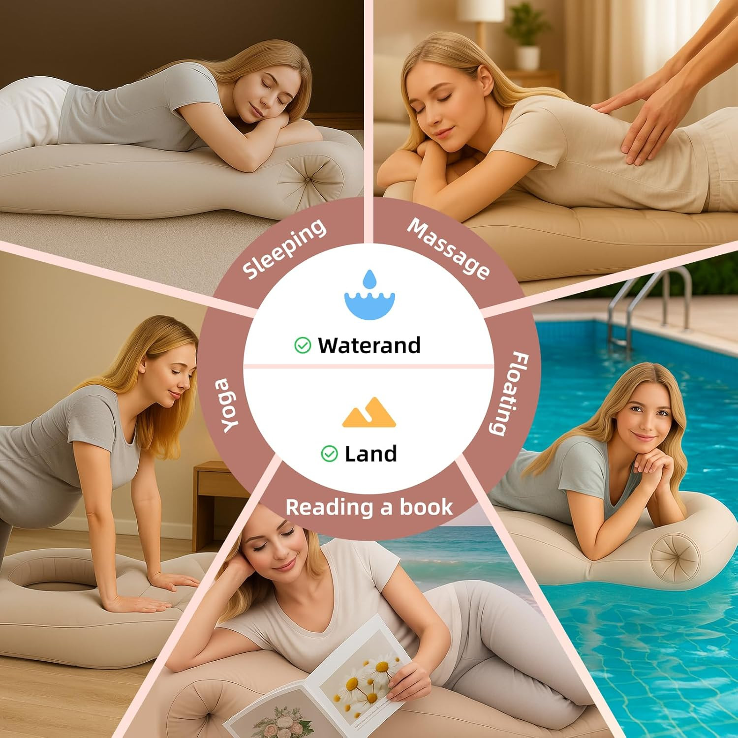 Inflatable Maternity Mattress Sleeping Pillow Lying Facedown Pad for Pregnancy
