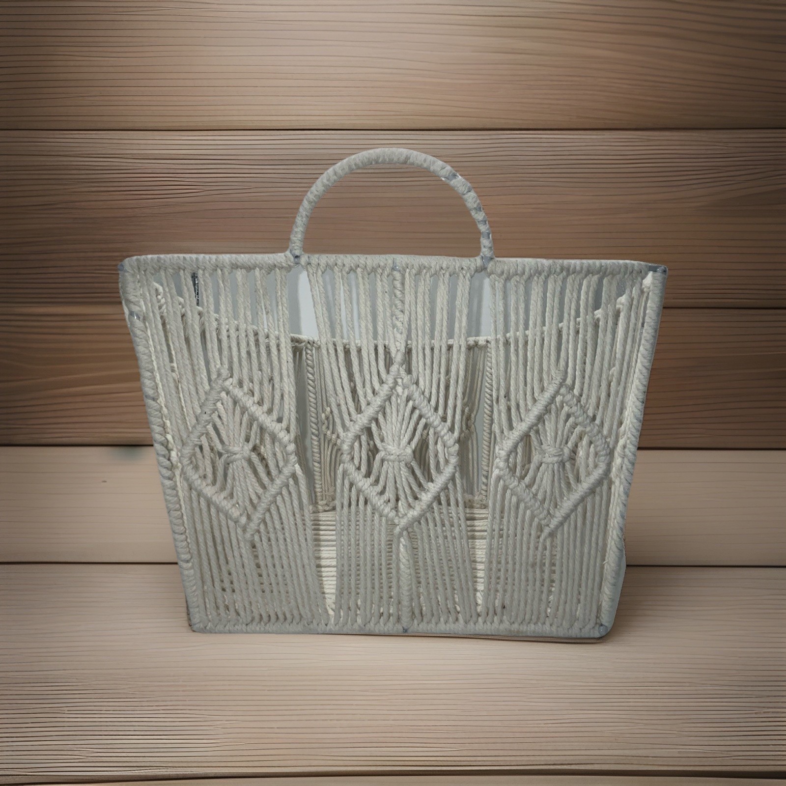 Ashland Macrame & Wire Hanging Basket Organizer EUC