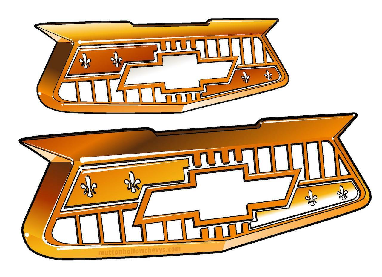 57 Chevy Bel Air Crest Emblems 1957 Chevrolet New Pair