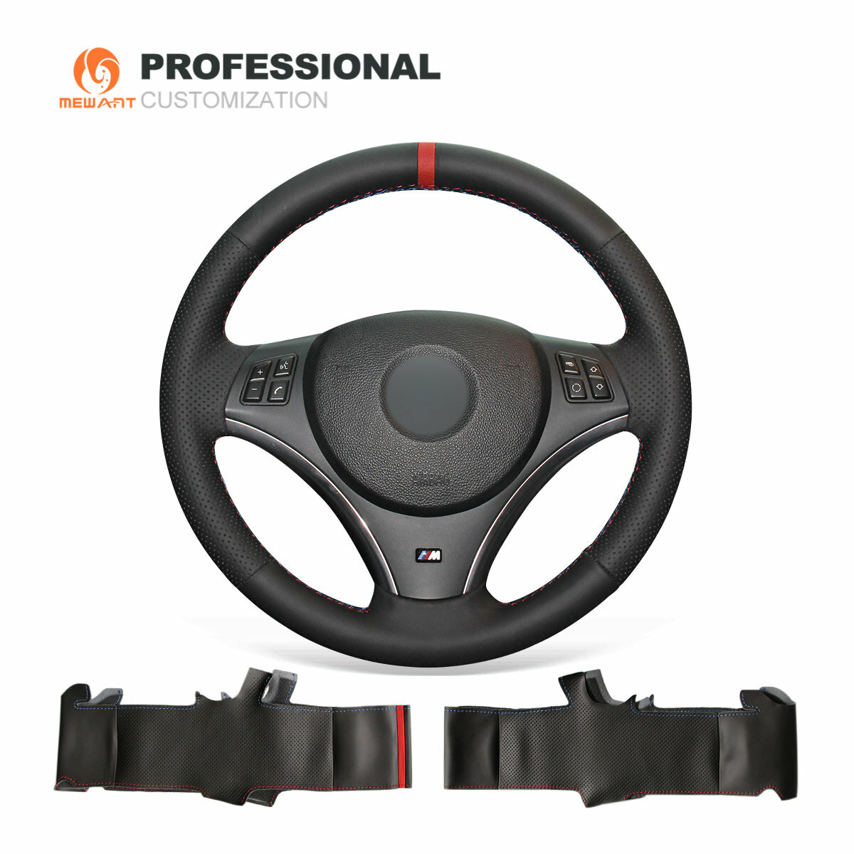 Mewant DIY Leather Steering Wheel Cover Covers for BMW E90 E91 E92 X1 E84 E87 E81 E82