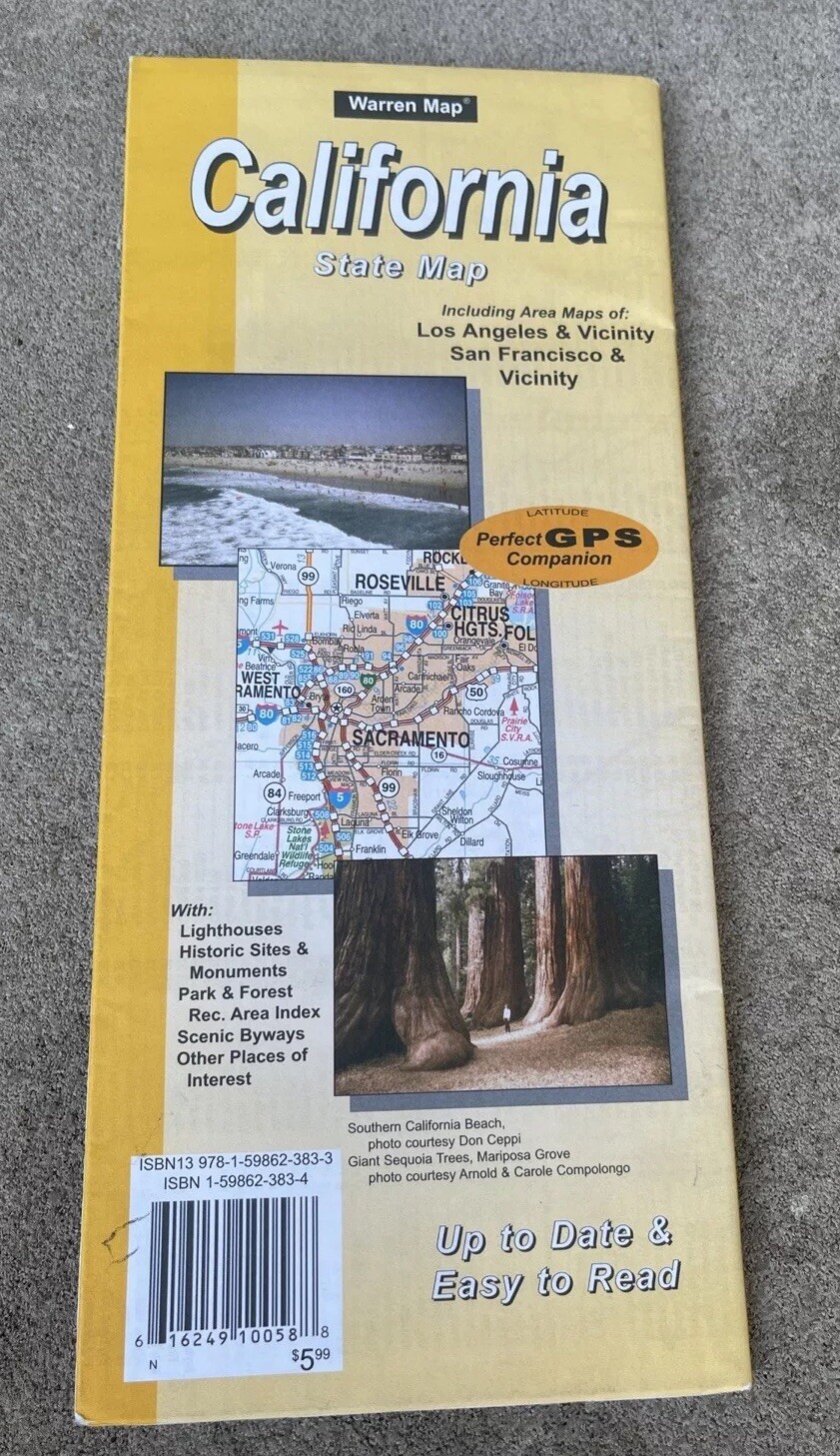 Warren Map California State Fold Up Map