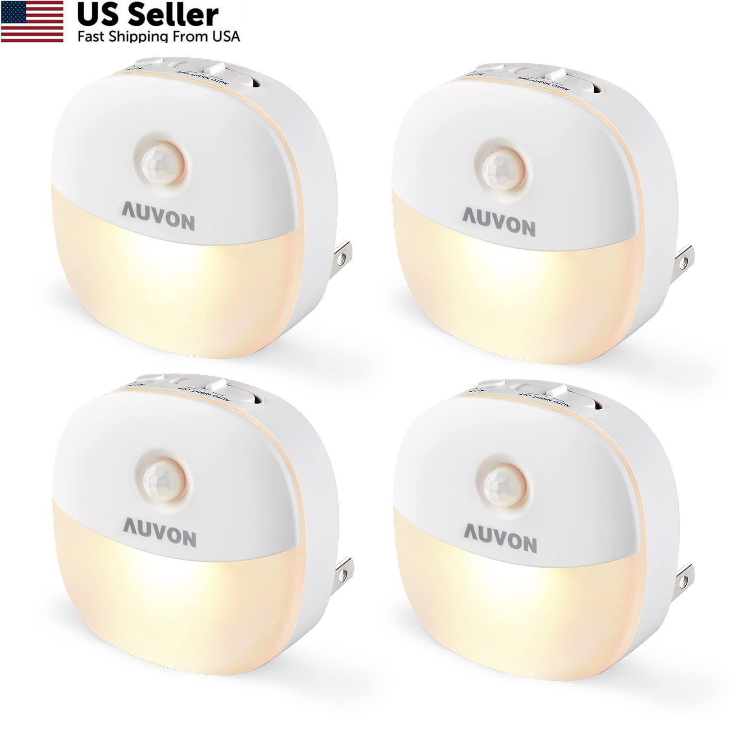 AUVON Plug in Night Light with Motion Sensor and Dusk A -4 Pack, A-Warm White