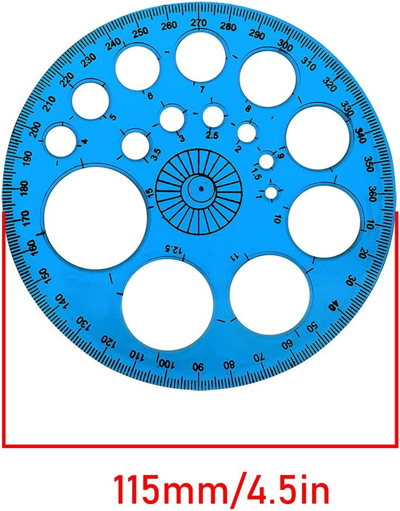 2 Pcs 360 Degree Circular Plastic Protractor Circle Maker Ruler Colorful Temp...