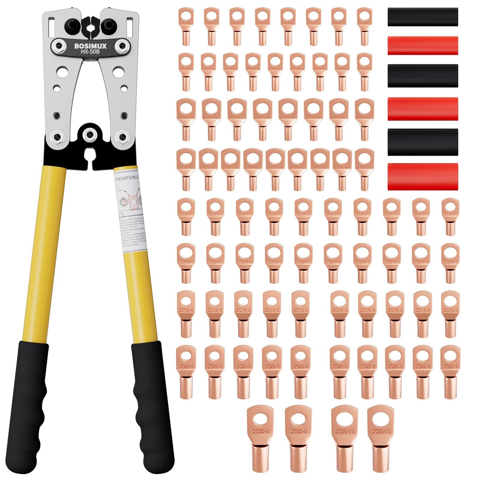 Battery Cable Lug Crimping Tool for AWG 10-1/0, Electrical Lug Crimper with 7...