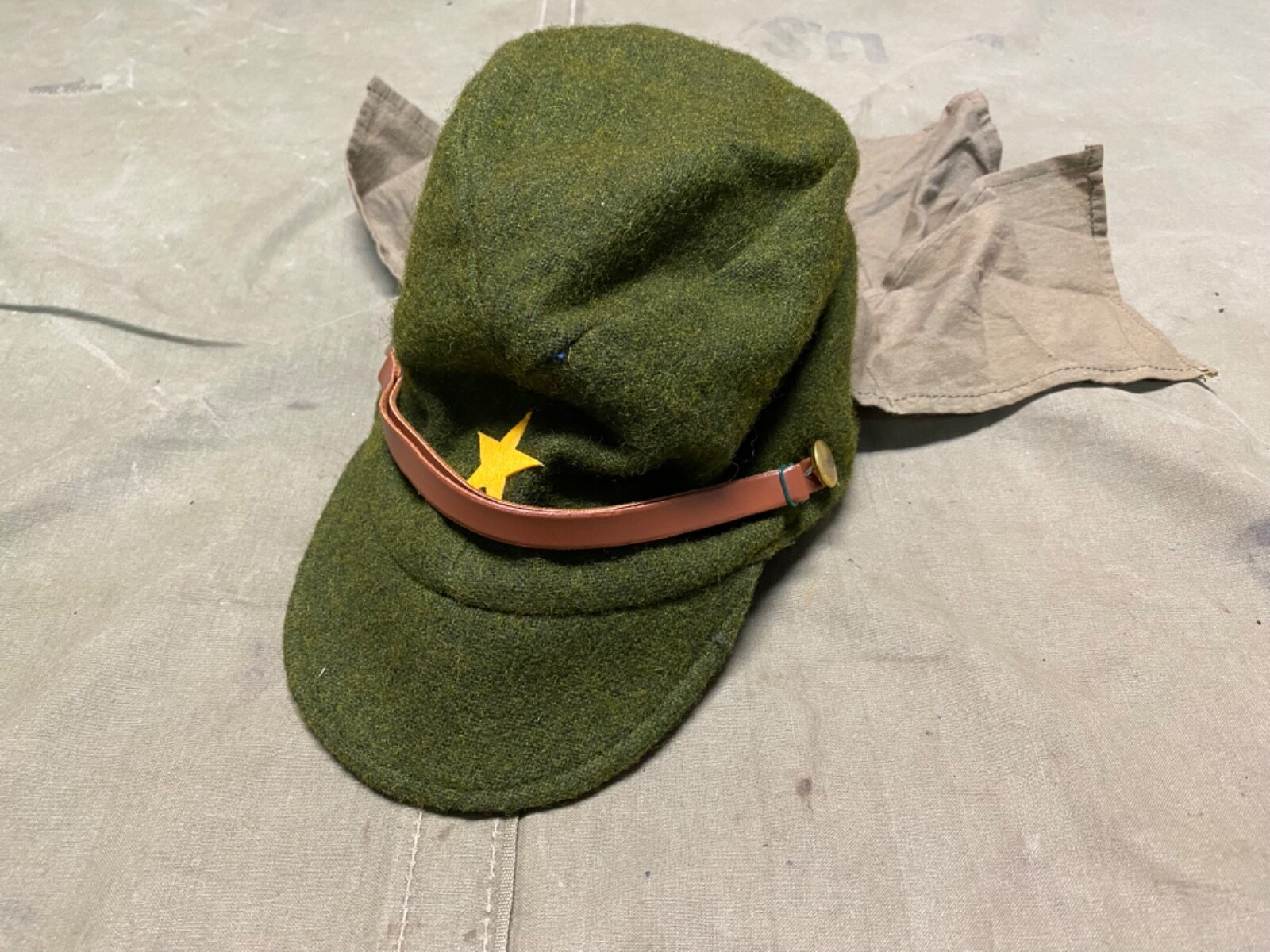 WWII JAPANESE IJA ARMY INFANTRY FIELD CAP W/HAVLOCK-SIZE LARGE