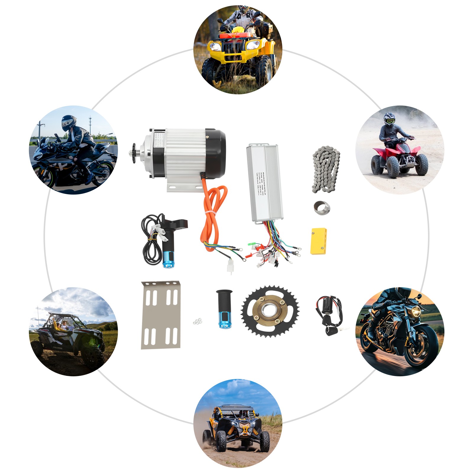48V 1000W E-Bike Conversion Kit, Brushless Motor for Tricycle Bicycle Scooter~