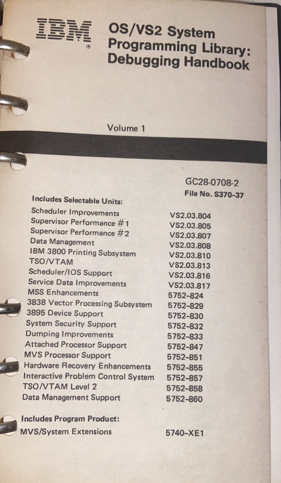 1983 IBM Field Engineering Handbook System OS/VS2 Volume 1,2,3 Reference Summary