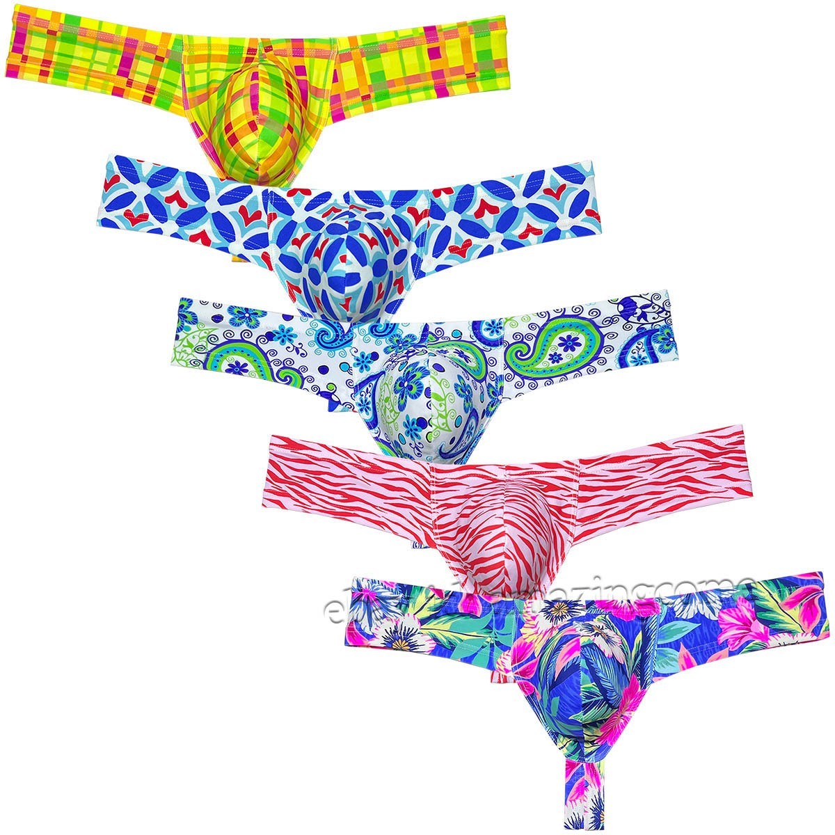 Men's Printed Ultra Cheeky Brazilian Bikini Underwear Contour Pouch Boxer Briefs