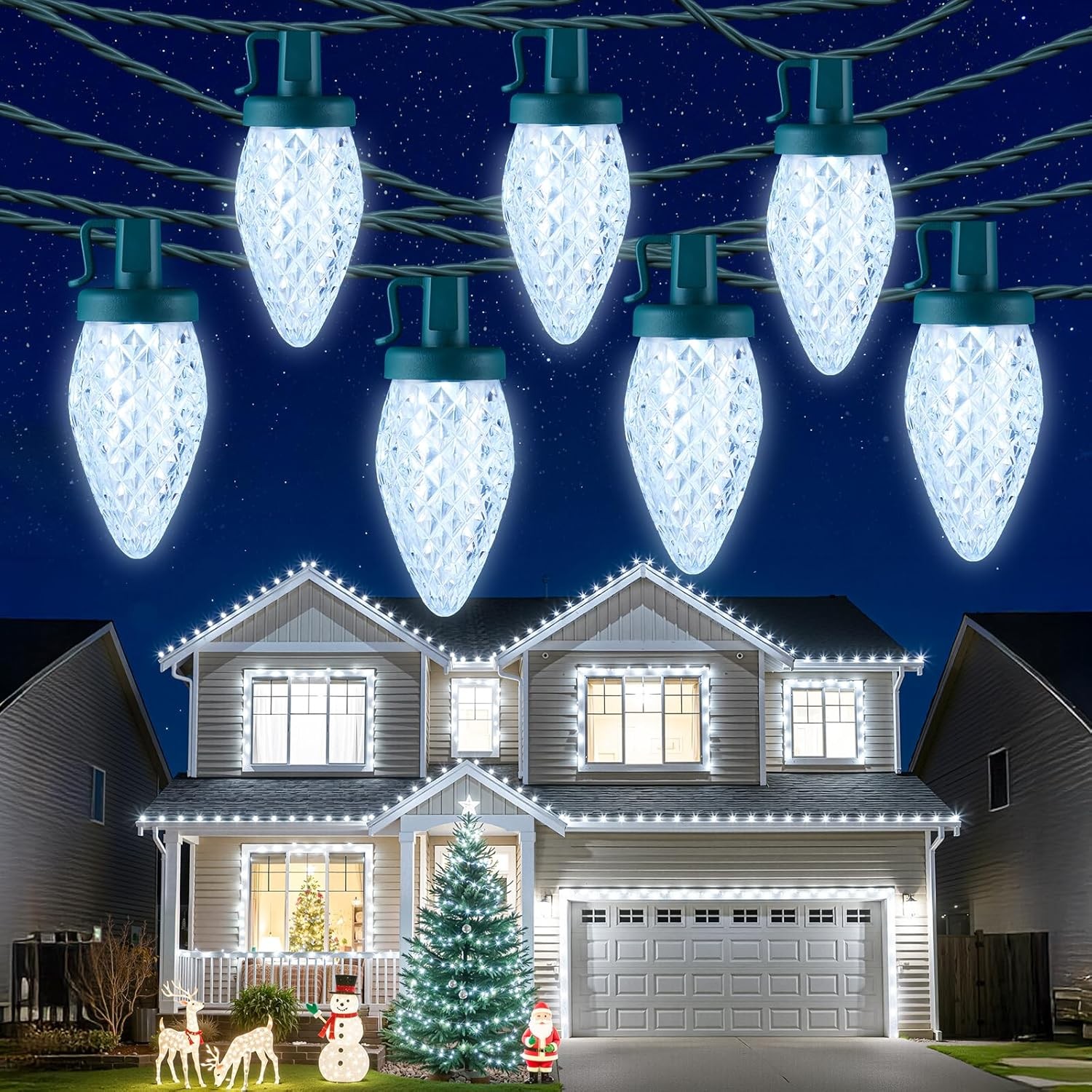 81FT Multicolor C9 LED Christmas String Lights Outdoor Waterproof Holiday Decor