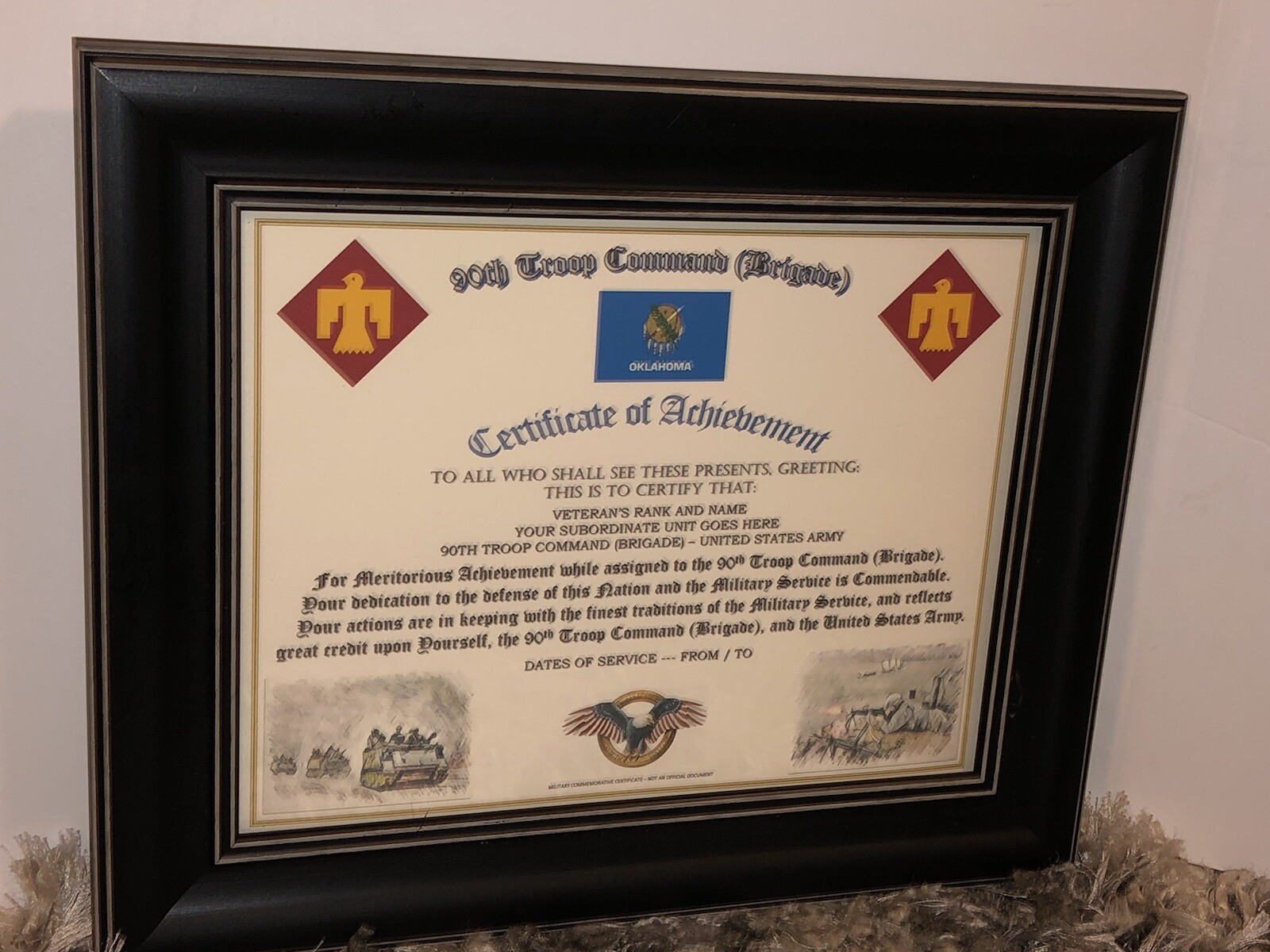 90TH TROOP COMMAND (BRIGADE) - COA / (COMMEMORATIVE CERTIFICATE)
