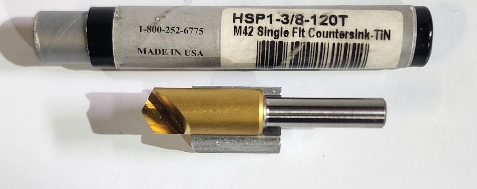 Countersink, 3/8" x 120° TiN, 1/4" Shank, M42 HSS, Countersinks USA