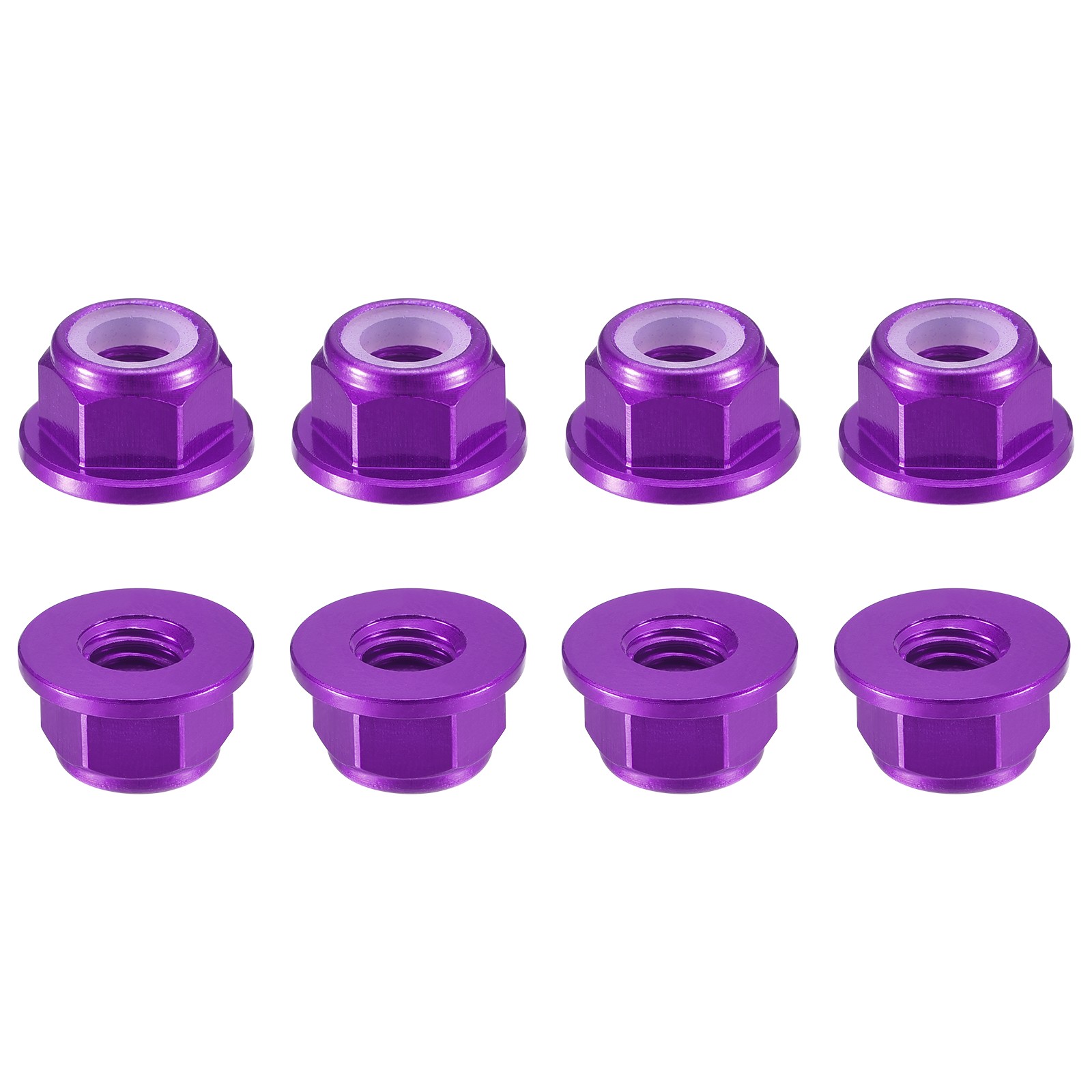 Nylon Insert Hex Lock Nuts, 8pcs - M4x0.7mm Self-Locking Nut(Purple)