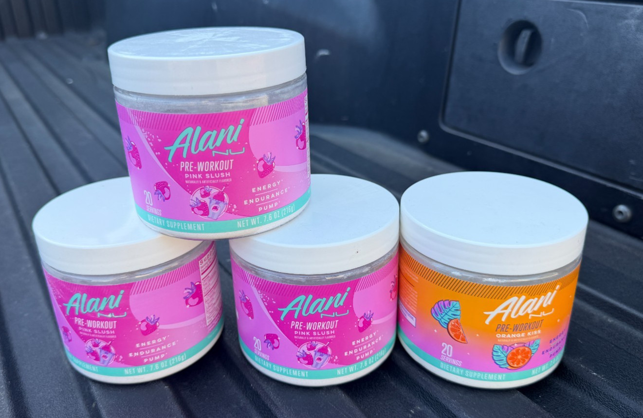 (4) Alani Nu Pre-Workout Powder Orange Pink  Amino Energy, 20 Servings 7.0 oz EA
