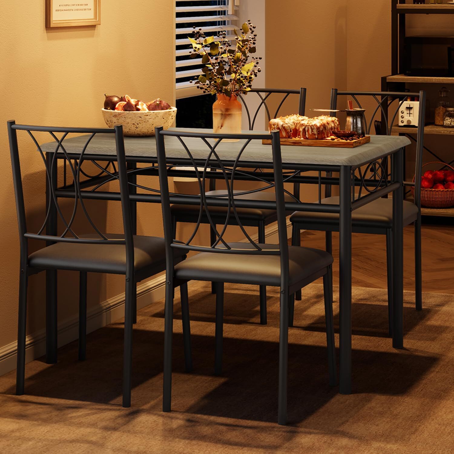 Dining Table Set for 4, Ktichen Table with 4 Chairs for Kitchen & Dining Room