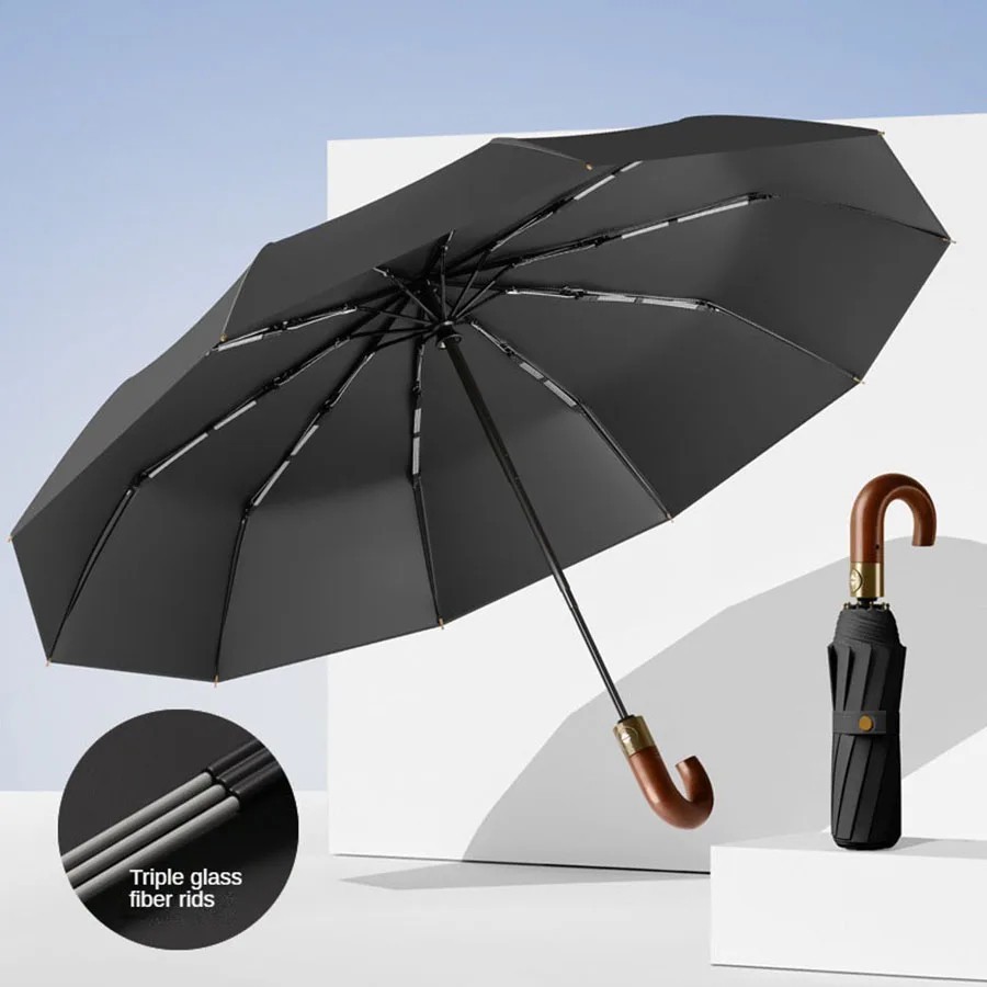 Automatic Folding Umbrella UPF50+ UV Protection Windproof Compact Travel Umbrell