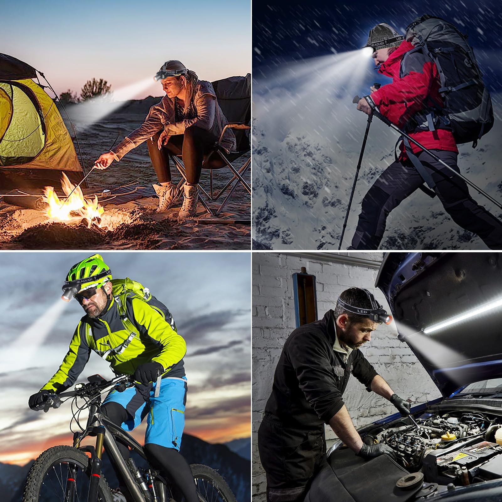 LED Headlamp 2400mAh Rechargeable, 2000 Lumen Bright, Zoomable, Waterproof Ou...
