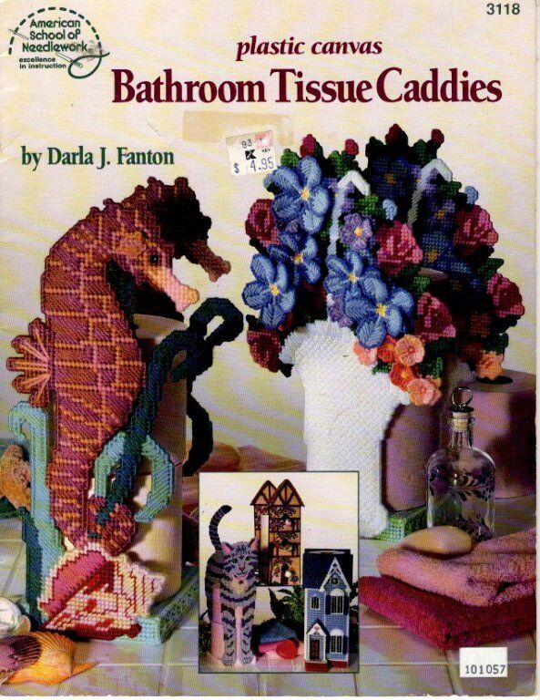 VGT ASN PLASTIC CANVAS BATHROOM TISSUE CADDIES 5 CUTE DESIGNS