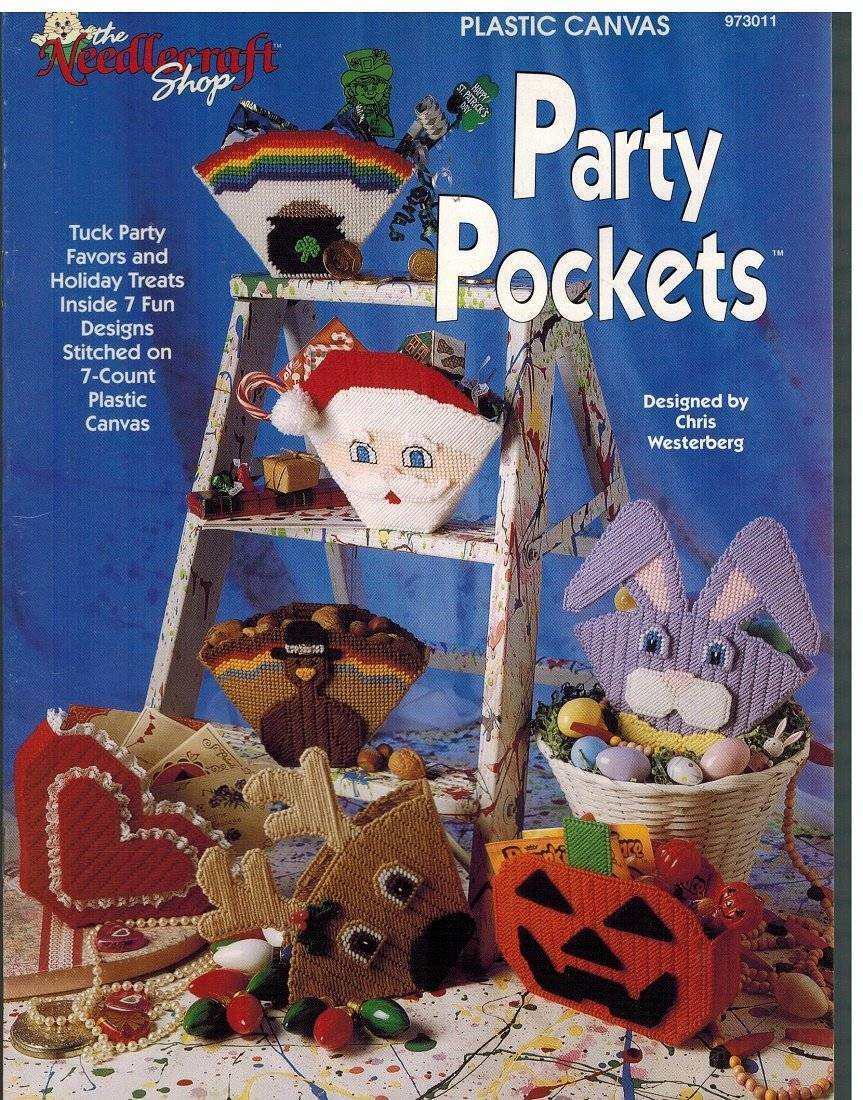 NEW PLASTIC CANVAS PARTY POCKETS 7 FUN DESIGNS MUST SEE!!!