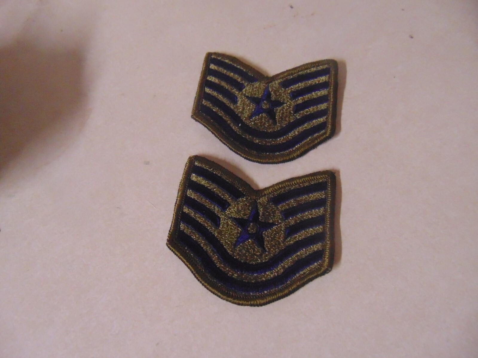 MILITARY PATCH US AIR FORCE RANK SET OF 2 GREEN BLUE TECHNICAL SERGEANT NEW