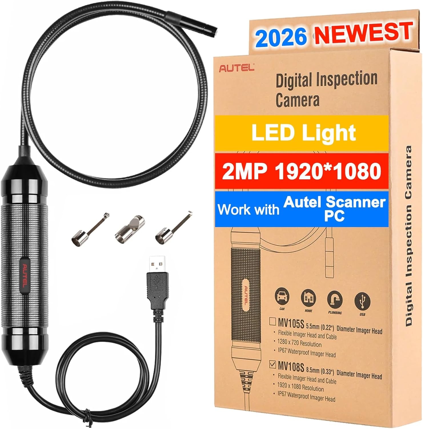 Autel MaxiVideo MV108S Digital Inspection Camera Endoscope For PC MS Scanner
