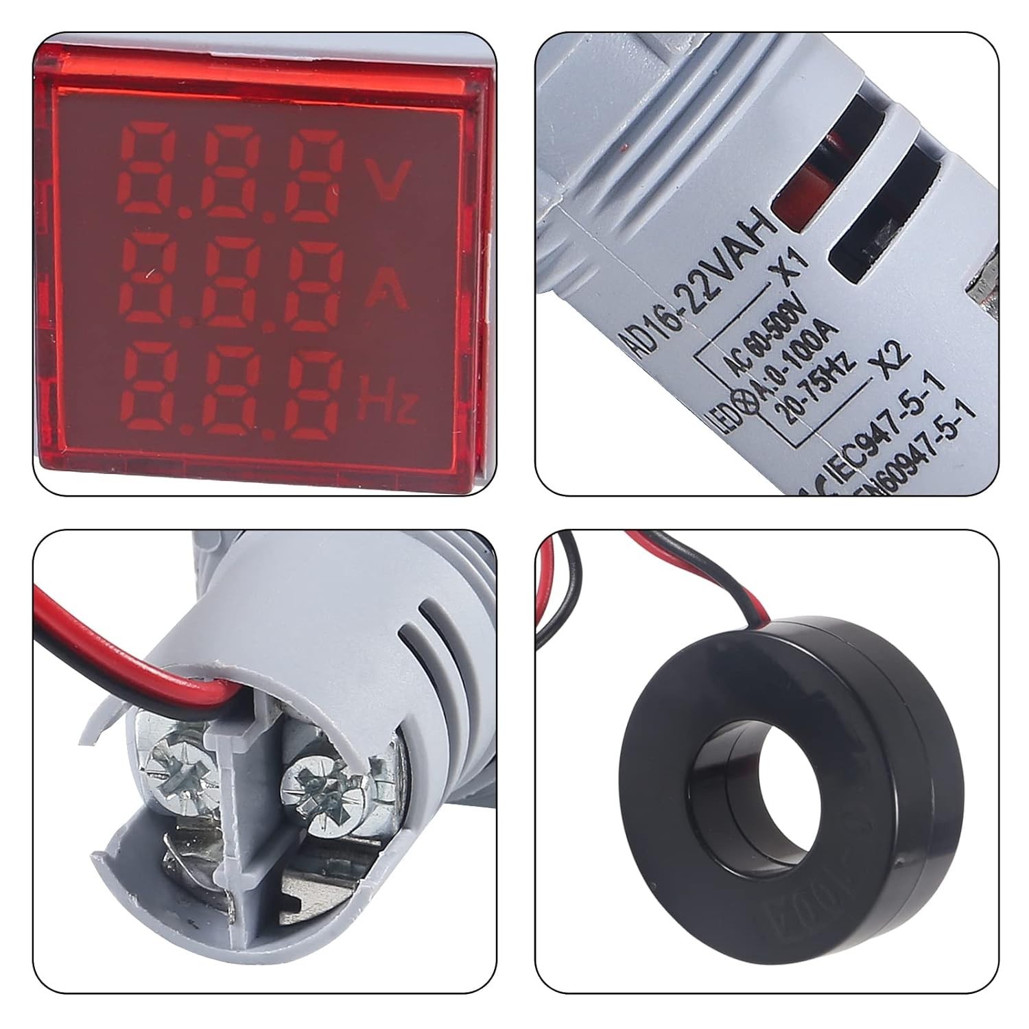 Set of 2 Digital Voltage Current Frequency Meters with 3-in-1 Functionality