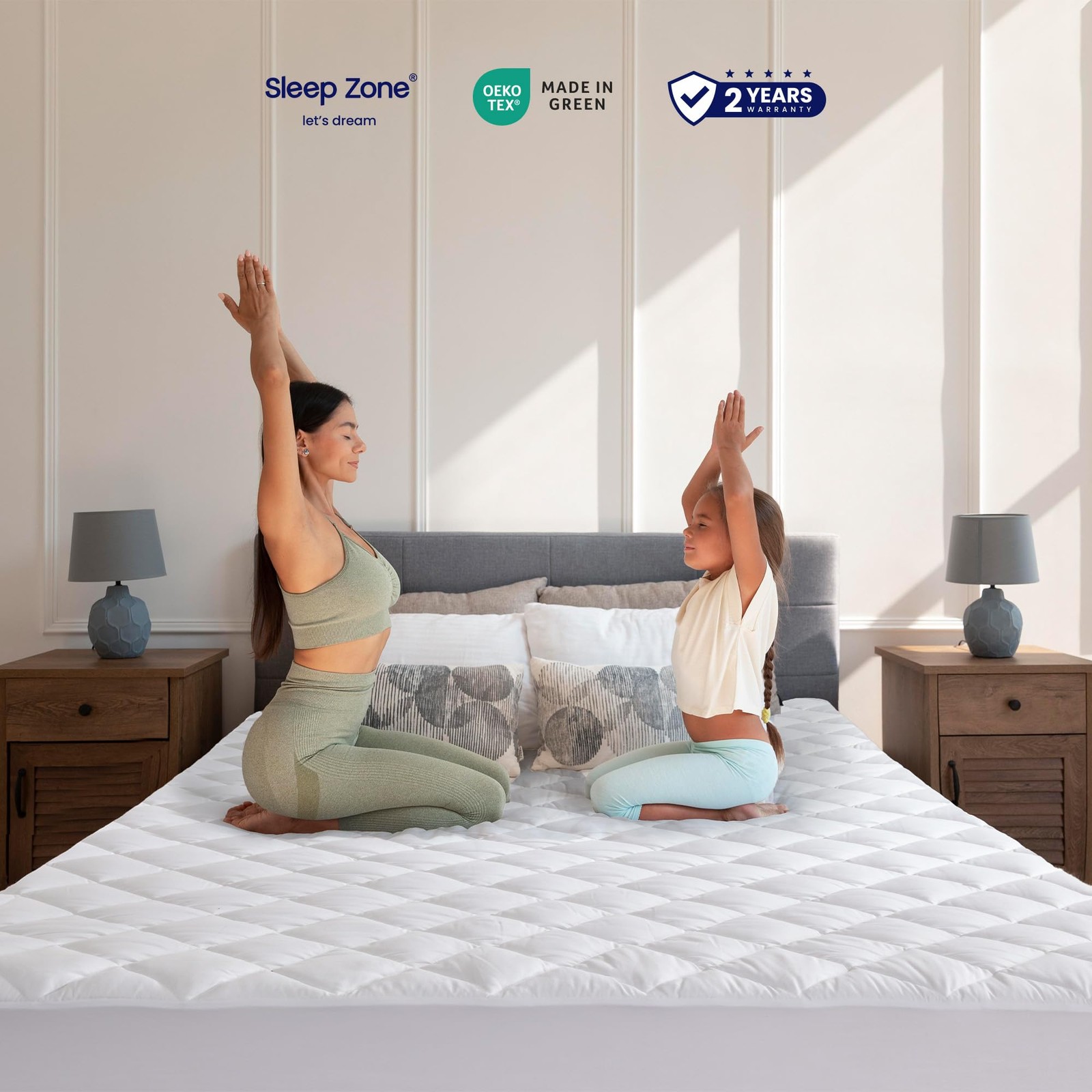 SLEEP ZONE Twin XL Mattress Pad, Breathable and Noiseless XL, White