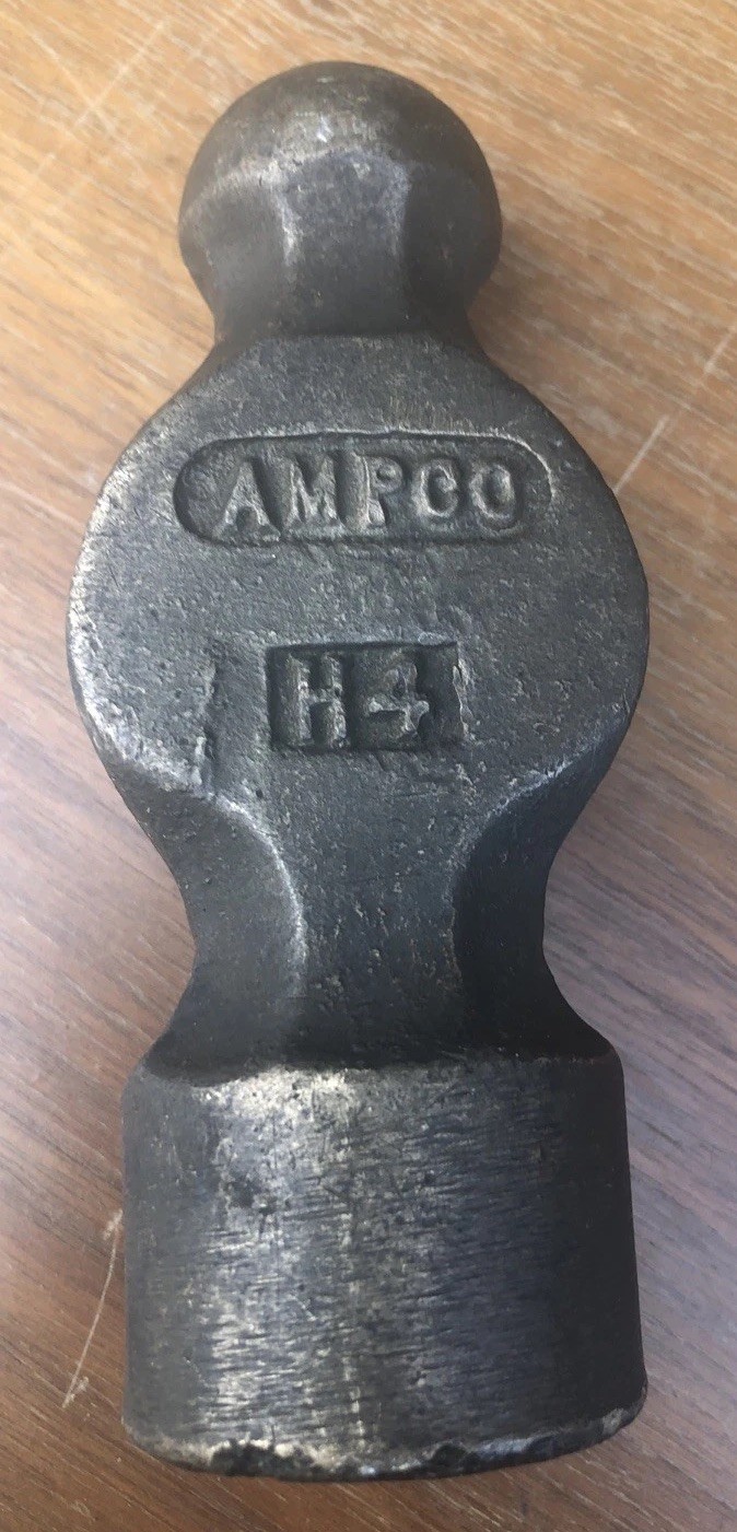 VINTAGE AMPCO No. H4, AL - BR NON-SPARKING  BALL PEEN 2 POUND HAMMER HEAD